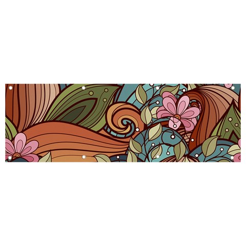 Multicolored Flower Decor Flowers Patterns Leaves Colorful Banner and Sign 9  x 3  from ArtsNow.com Front