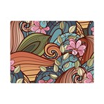 Multicolored Flower Decor Flowers Patterns Leaves Colorful Premium Plush Fleece Blanket (Mini)