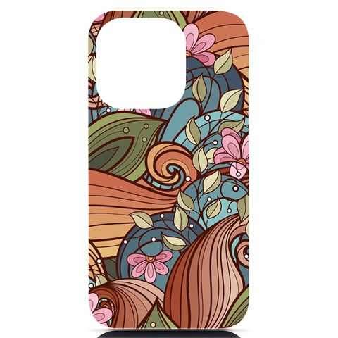 Multicolored Flower Decor Flowers Patterns Leaves Colorful iPhone 14 Pro Black UV Print Case from ArtsNow.com Front