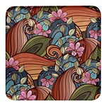 Multicolored Flower Decor Flowers Patterns Leaves Colorful Square Glass Fridge Magnet (4 pack)