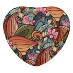 Multicolored Flower Decor Flowers Patterns Leaves Colorful Heart Glass Fridge Magnet (4 pack)