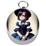 Cute Adorable Victorian Gothic Girl Silver Compasses