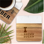 I love brown sugar Marble Wood Coaster (Square)