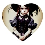 Cute Adorable Victorian Gothic Girl 2 Heart Ornament (Two Sides)