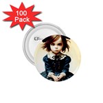 Cute Adorable Victorian Gothic Girl 3 1.75  Buttons (100 pack) 