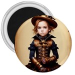 Cute Adorable Victorian Steampunk Girl 3  Magnets