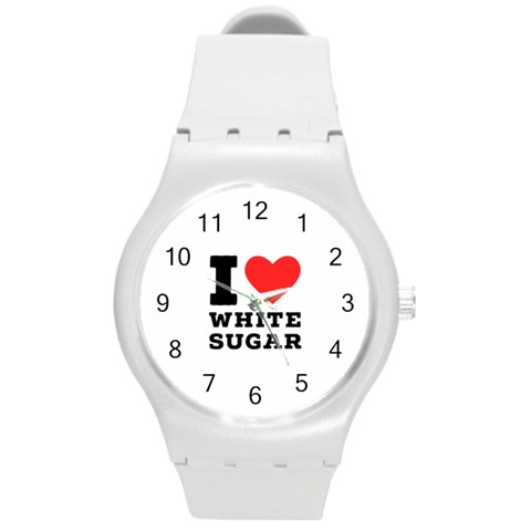 I love white sugar Round Plastic Sport Watch (M) from ArtsNow.com Front