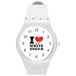 I love white sugar Round Plastic Sport Watch (M)