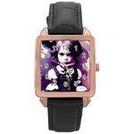 Cute Adorable Victorian Gothic Girl 6 Rose Gold Leather Watch 