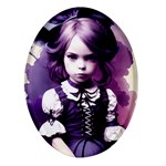 Cute Adorable Victorian Gothic Girl 6 Oval Glass Fridge Magnet (4 pack)
