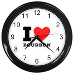 I love bourbon  Wall Clock (Black)