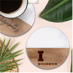 I love bourbon  Classic Marble Wood Coaster (Round) 