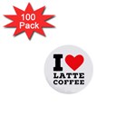 I love latte coffee 1  Mini Buttons (100 pack) 