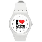 I love latte coffee Round Plastic Sport Watch (M)