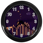 Skyscraper-town-urban-towers Wall Clock (Black)