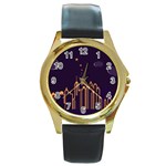 Skyscraper-town-urban-towers Round Gold Metal Watch