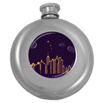 Skyscraper-town-urban-towers Round Hip Flask (5 oz)