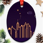 Skyscraper-town-urban-towers Oval Ornament (Two Sides)