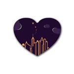 Skyscraper-town-urban-towers Rubber Coaster (Heart)