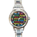 Red-yellow-blue-green-purple Round Italian Charm Watch