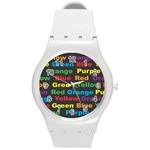 Red-yellow-blue-green-purple Round Plastic Sport Watch (M)