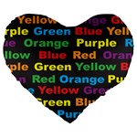 Red-yellow-blue-green-purple Large 19  Premium Heart Shape Cushions