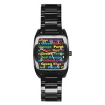 Red-yellow-blue-green-purple Stainless Steel Barrel Watch