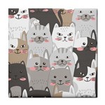 Cute Cats Seamless Pattern Tile Coaster