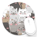 Cute Cats Seamless Pattern Round Mousepad