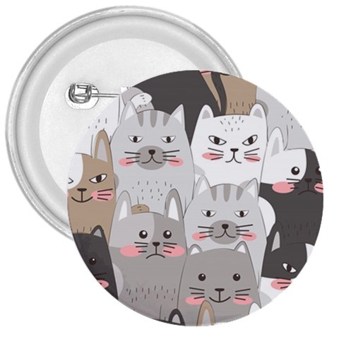 Cute Cats Seamless Pattern 3  Buttons from ArtsNow.com Front