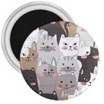 Cute Cats Seamless Pattern 3  Magnets