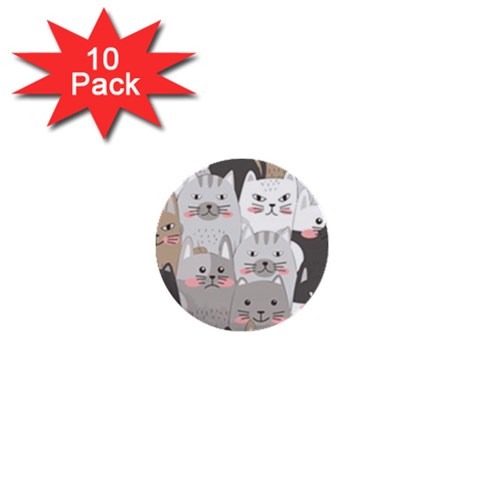 Cute Cats Seamless Pattern 1  Mini Buttons (10 pack)  from ArtsNow.com Front