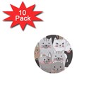 Cute Cats Seamless Pattern 1  Mini Buttons (10 pack) 