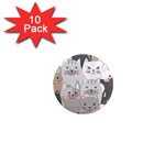 Cute Cats Seamless Pattern 1  Mini Magnet (10 pack) 