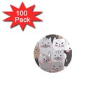 Cute Cats Seamless Pattern 1  Mini Magnets (100 pack) 