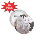 Cute Cats Seamless Pattern 1.75  Buttons (10 pack)