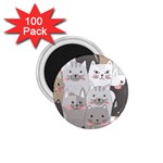 Cute Cats Seamless Pattern 1.75  Magnets (100 pack) 