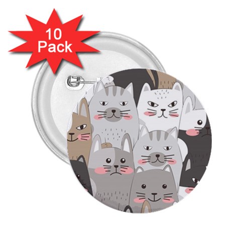 Cute Cats Seamless Pattern 2.25  Buttons (10 pack)  from ArtsNow.com Front