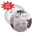 Cute Cats Seamless Pattern 2.25  Buttons (100 pack) 