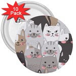 Cute Cats Seamless Pattern 3  Buttons (10 pack) 