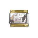 Cute Cats Seamless Pattern Gold Trim Italian Charm (9mm)