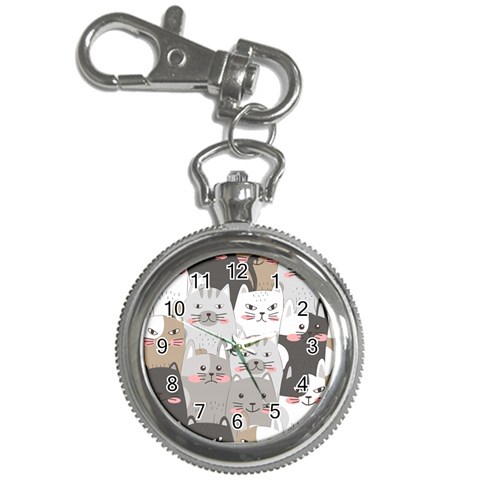 Cute Cats Seamless Pattern Key Chain Watches from ArtsNow.com Front