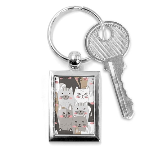 Cute Cats Seamless Pattern Key Chain (Rectangle) from ArtsNow.com Front