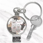 Cute Cats Seamless Pattern Nail Clippers Key Chain