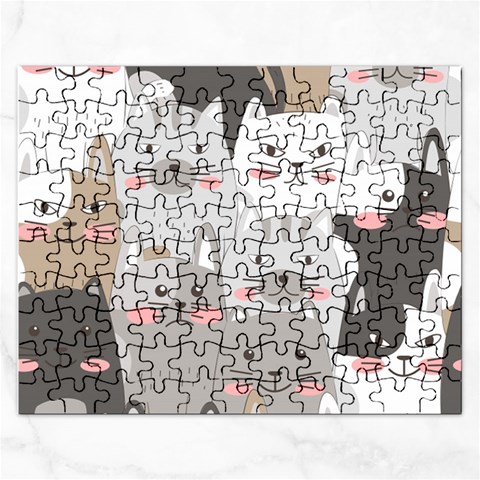 Cute Cats Seamless Pattern Rectangular Jigsaw Puzzl from ArtsNow.com Front