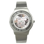 Cute Cats Seamless Pattern Stainless Steel Watch