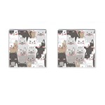 Cute Cats Seamless Pattern Cufflinks (Square)