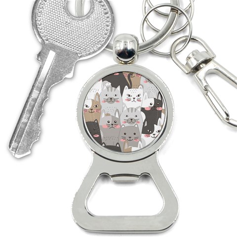 Cute Cats Seamless Pattern Bottle Opener Key Chain from ArtsNow.com Front