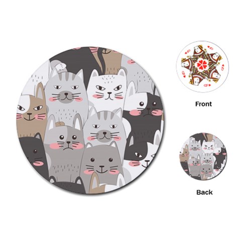 Cute Cats Seamless Pattern Playing Cards Single Design (Round) from ArtsNow.com Front
