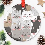 Cute Cats Seamless Pattern Round Ornament (Two Sides)